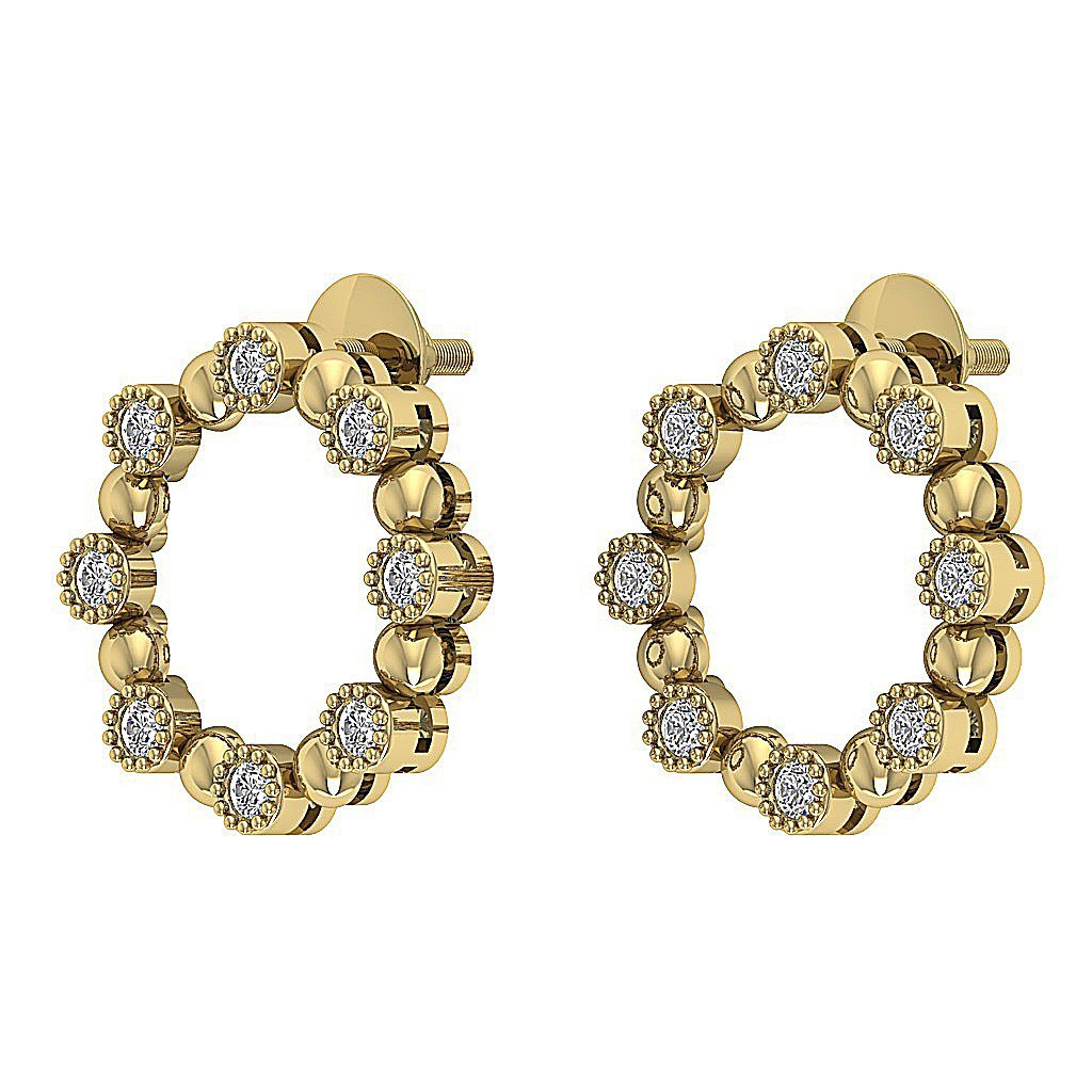 SI1/I1 G 0.50 Ct Fashion Milgrain Engagement Earrings Natural Diamond 18k/14k Yellow Gold Bezel Set