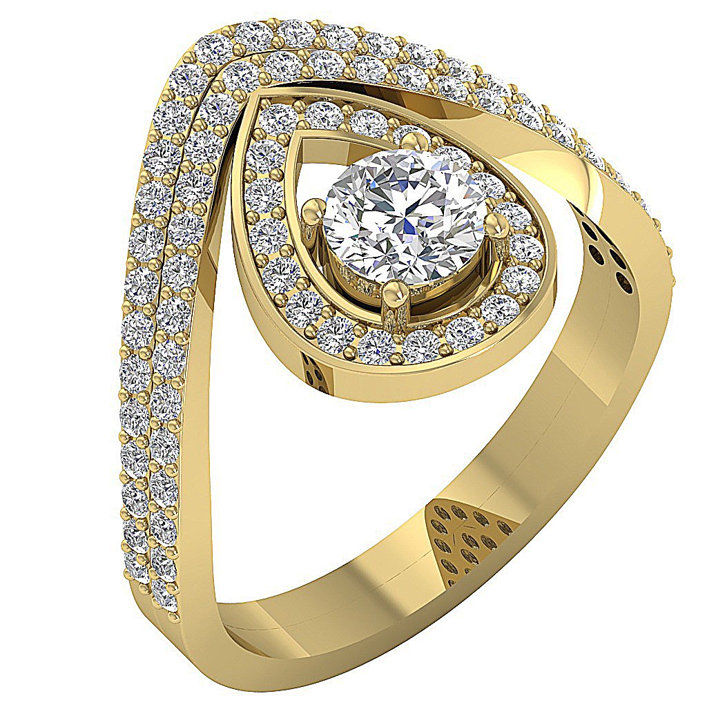 Drop Solitaire Wedding Set I1 G 1.40 Carat Round Cut Diamond 14K Rose Gold