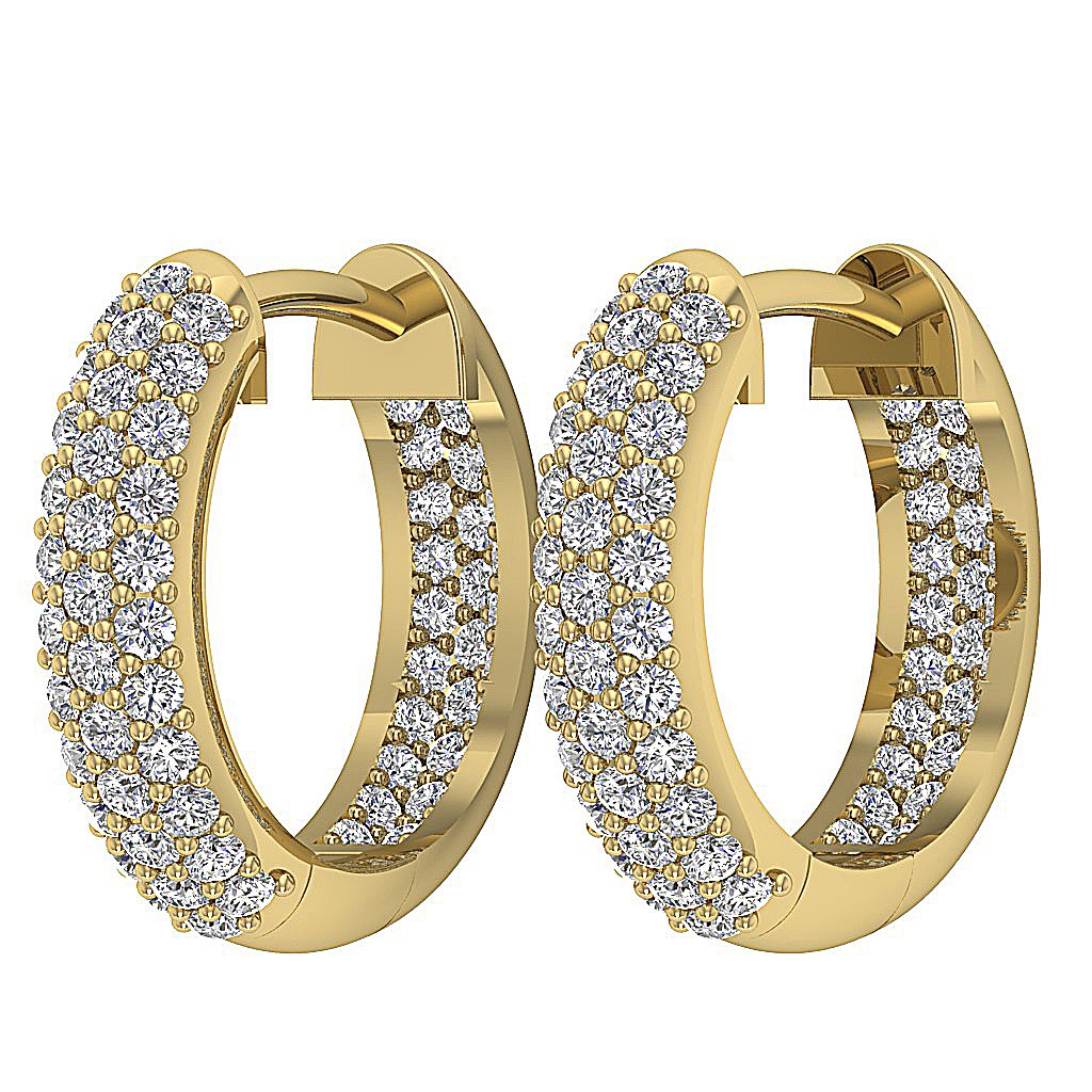 Prong Set Inside Outside Hoop Wedding Earrings Genuine Diamond SI1/I1 G 1.00 Ct 18k/14k White Yellow Rose Gold
