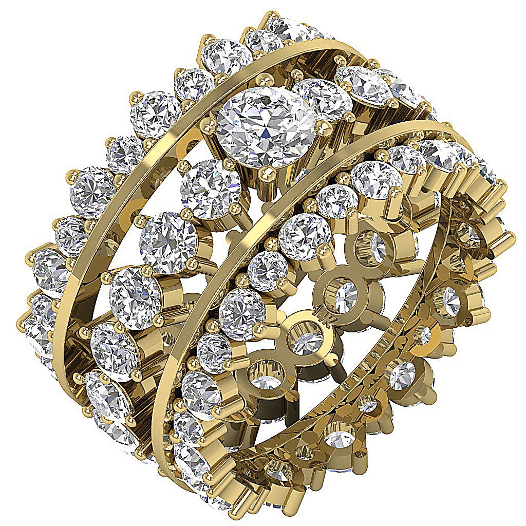 SI1 G 5.60 Ct Eternity Bridle Triple Band Ring Round Cut Diamond