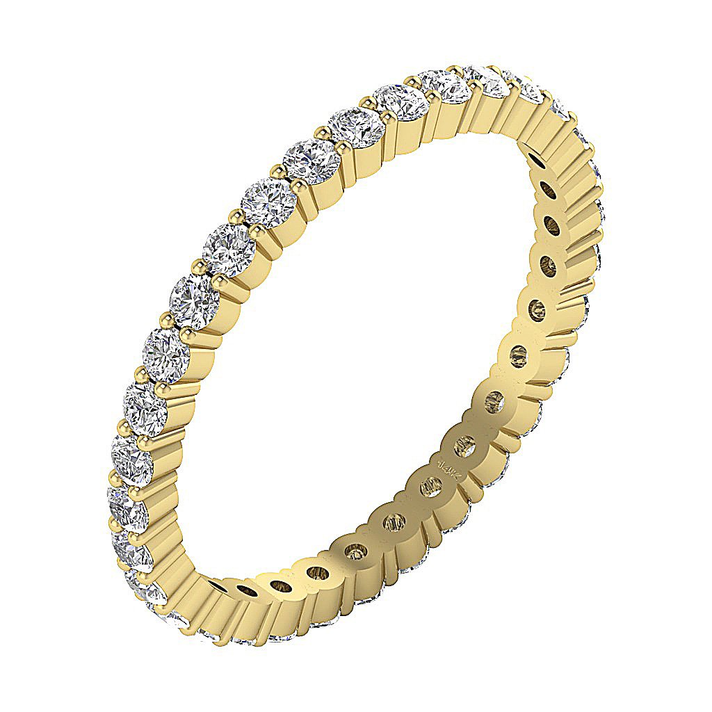 Genuine Diamond Stackable Eternity Wedding Ring SI1 G 1.30 Ct 14k White Gold Prong Set