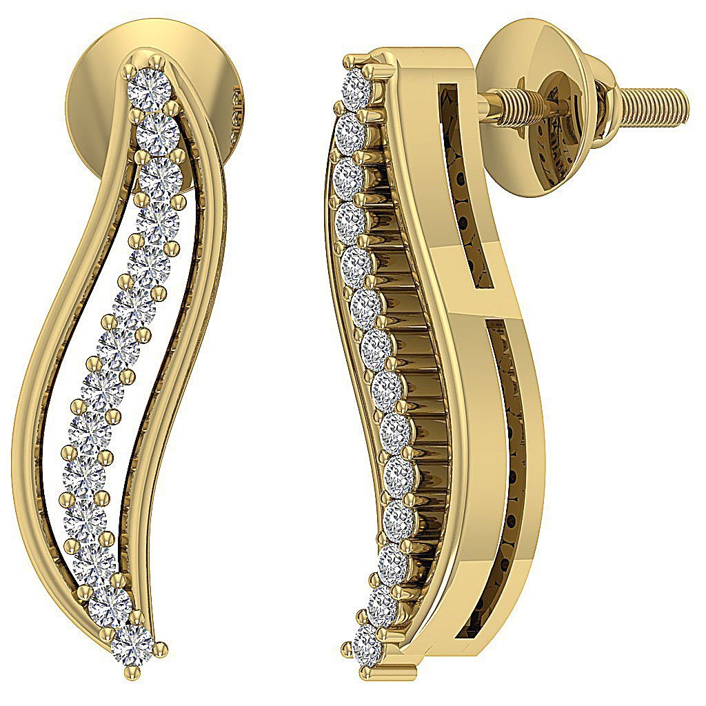 Prong Set Fashion Anniversary Earrings Round Diamond I1/SI1 G 0.15 Ct 18k/14k White Yellow Rose Gold