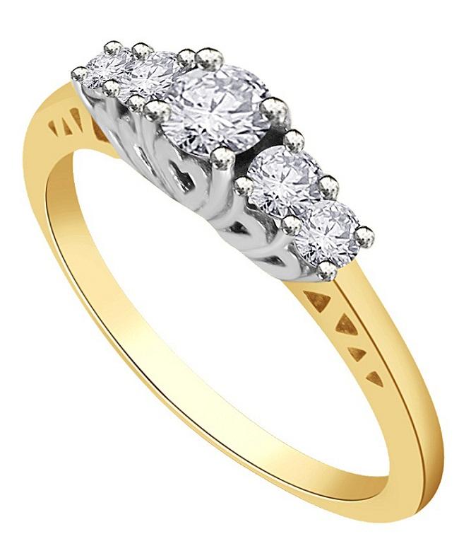 Genuine Diamond Designer Five Stone Wedding Ring I1 G 0.50 Ct 14k White Yellow Rose Gold Prong Set