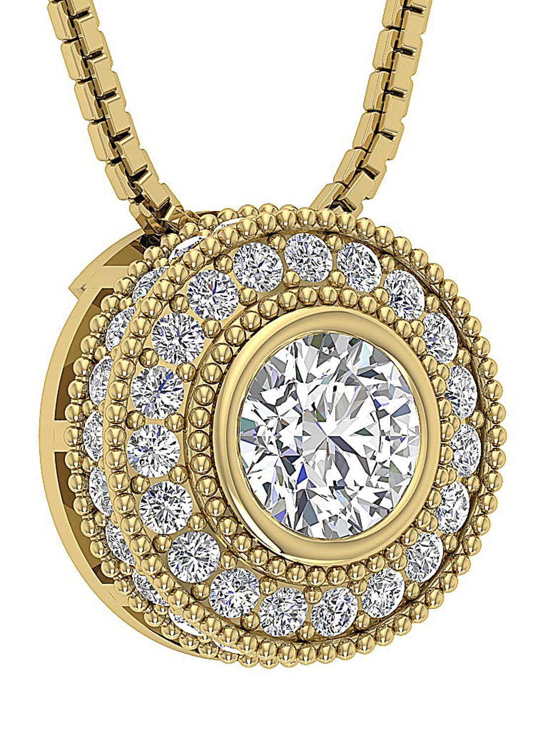 Halo Cluster Pendants Round Diamond Prong Bezel Set 14k/18k Solid White Gold I1/SI1 G 1.00 Carat