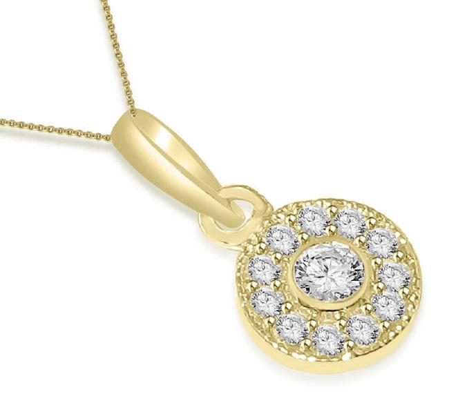 Halo Cluster Pendants 14k/18k White Yellow Rose Gold Natural Diamonds I1/SI1 G 0.35 Carat