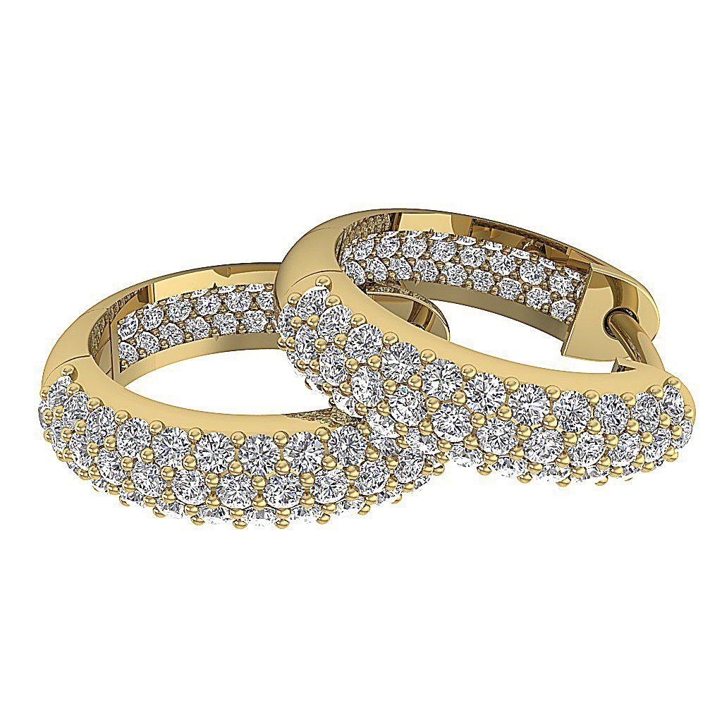 Prong Set Inside Outside Hoop Wedding Earrings Genuine Diamond SI1/I1 G 1.00 Ct 18k/14k White Yellow Rose Gold