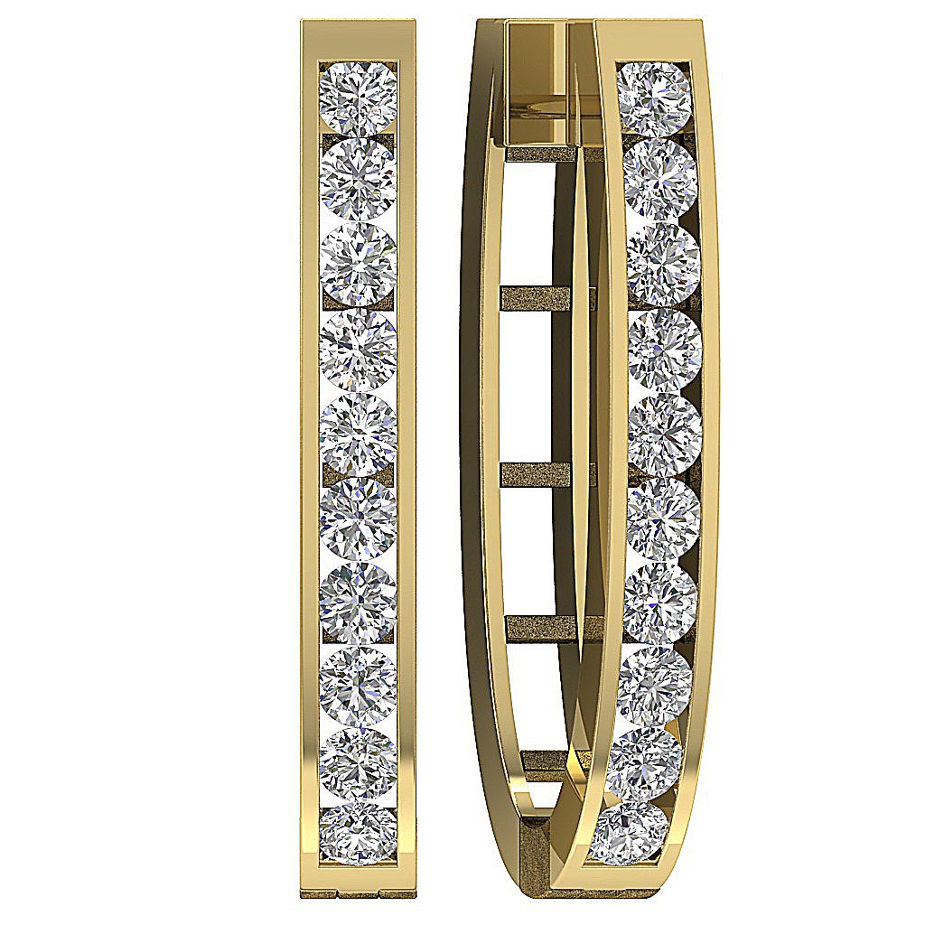 14kYellowGoldDesignerLargeHoopsEarringChannelSet