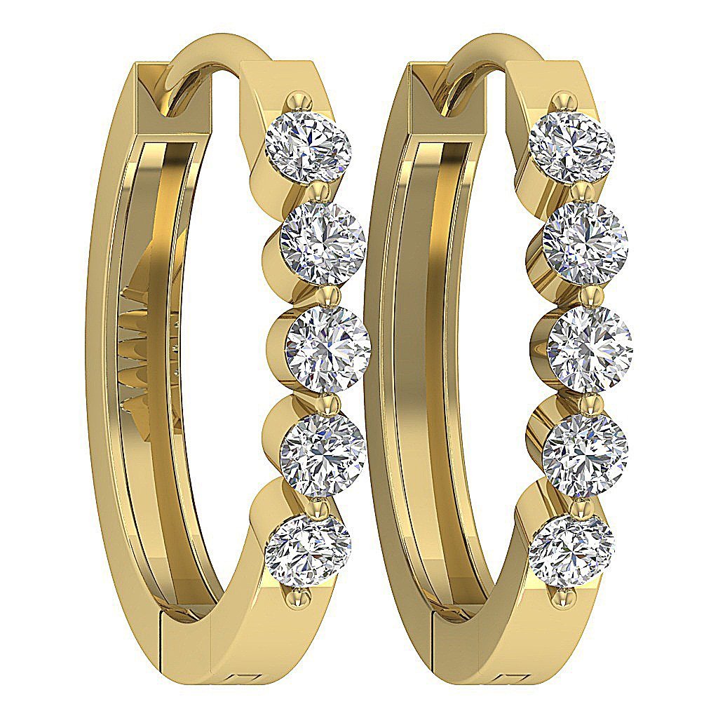 14k Yellow Gold Designer Medium Hoops Anniversary Earring