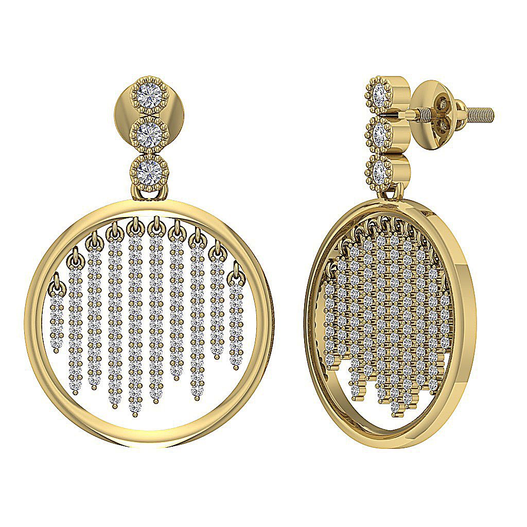Natural Diamond Chandelier Engagement Earrings SI1/I1 G 1.00 Ct 18k/14k White Gold Prong Bezel Set