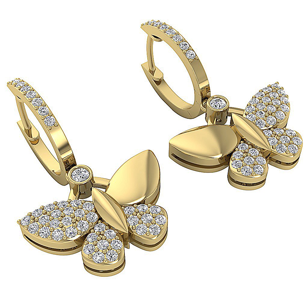 Prong Set Dangle Anniversary Earrings Round Diamond SI1/I1 G 0.60 Ct 18k/14k White Yellow Rose Gold
