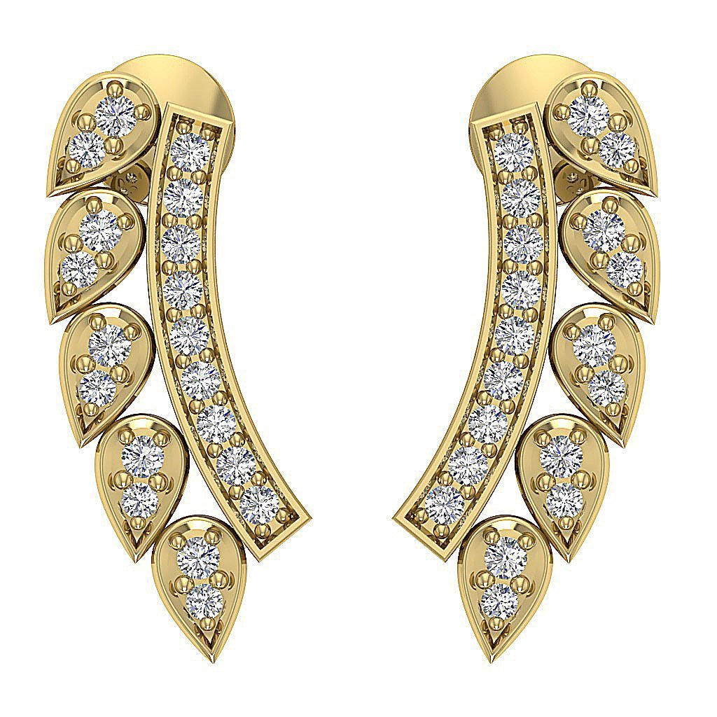 Prong Set Fashion Anniversary Earrings Round Diamond SI1/I1 G 0.45 Ct 18k/14k White Yellow Rose Gold
