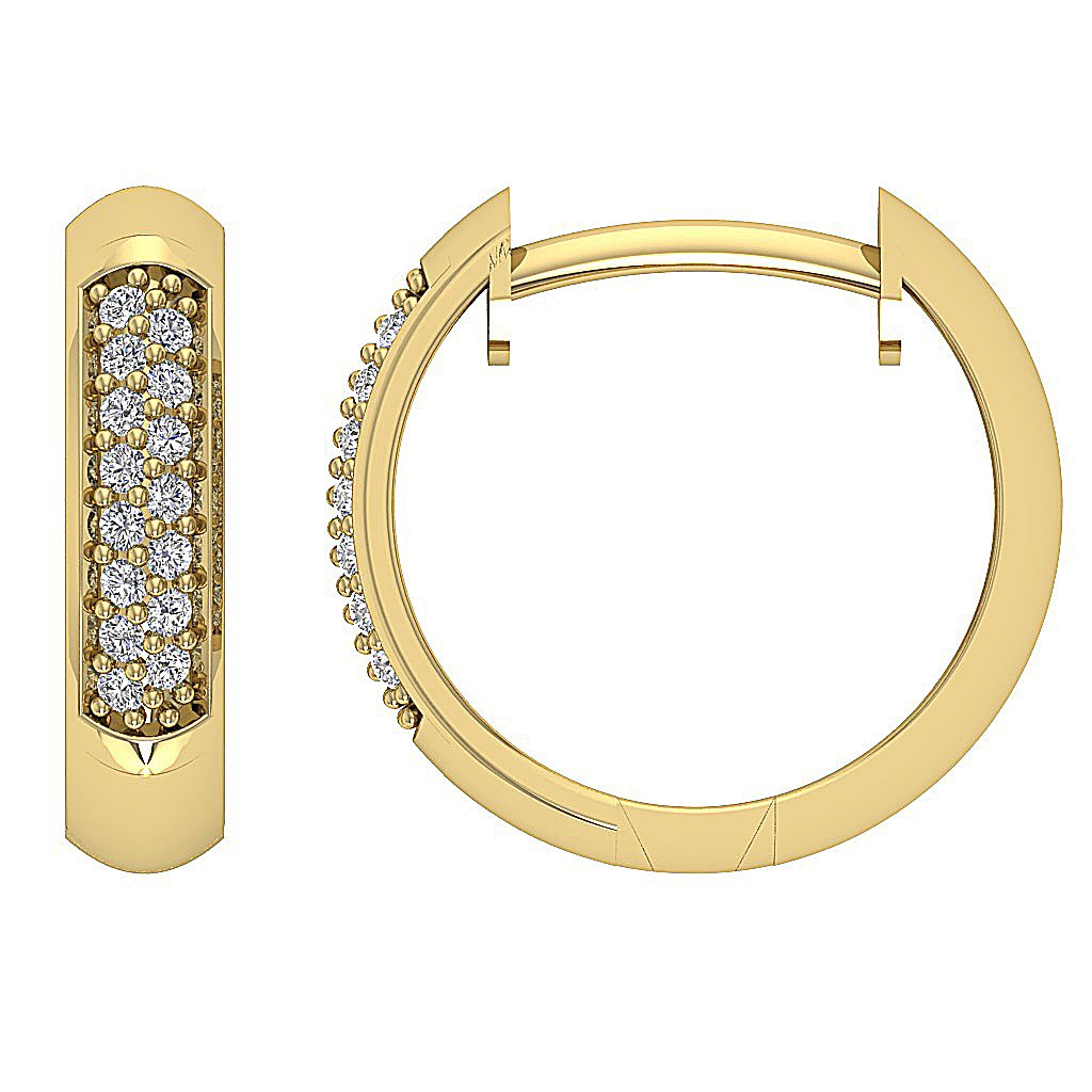 Round Diamond Small Gold Hoops Anniversary Earrings SI1/I1 G 0.15 Ct 18k/14k White Gold Prong Set