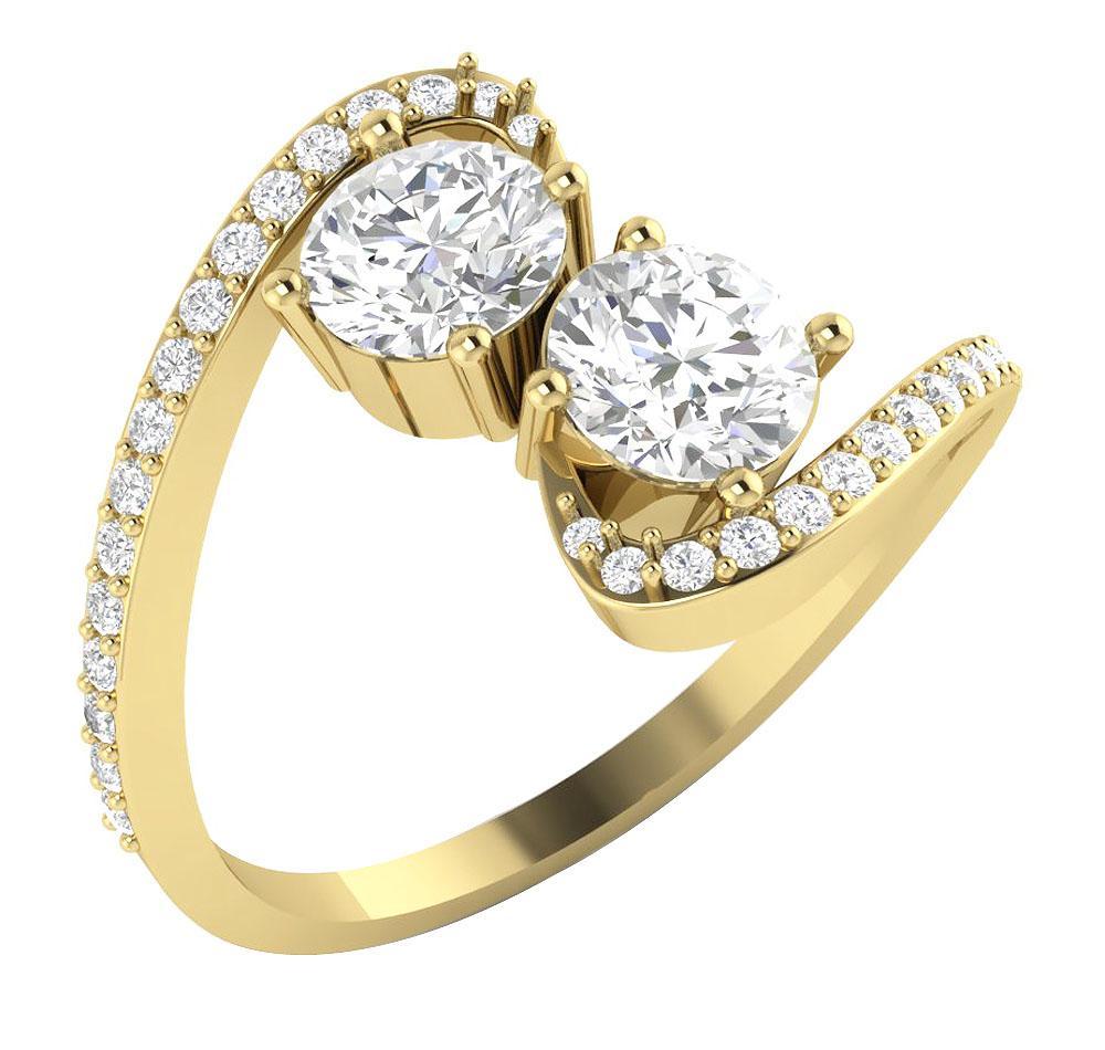 Prong Set Forever Us Two Stone Solitaire Anniversary Ring Round Diamond I1 G 1.60 Ct 14k White Gold