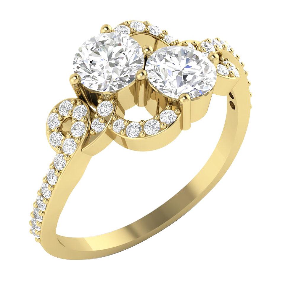 Prong Set Forever Us Two Stone Solitaire Engagement Ring SI1 G 1.35 Ct Natural Diamond 14k Solid Gold