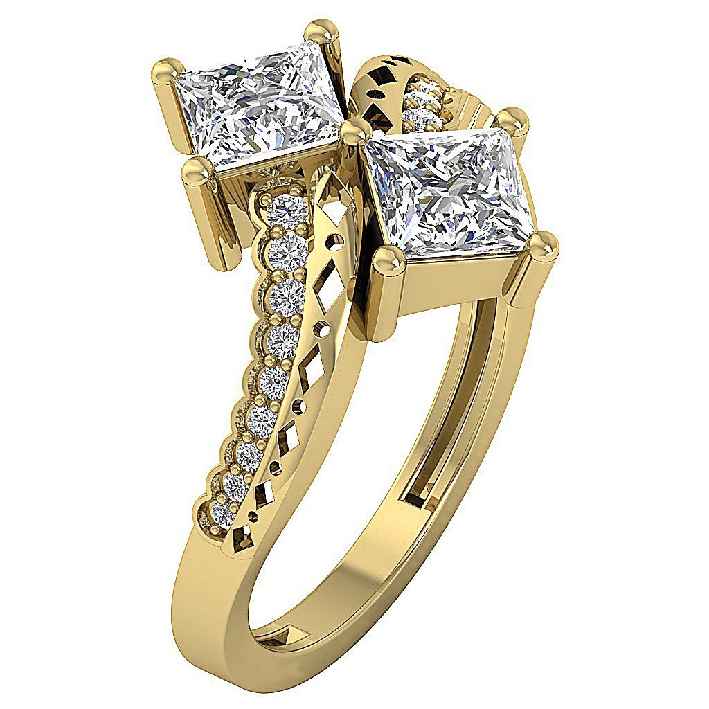 Natural Diamond Forever Us Two Stone Solitaire Engagement Ring I1 G 1.20 Ct Prong Set