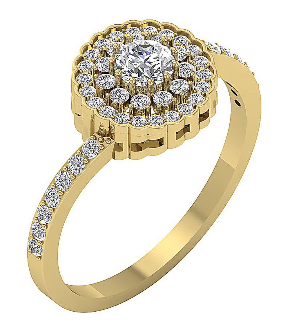 Natural Diamond Double Halo Solitaire Engagement Ring I1 G 0.85 Ct 14k White Gold Prong Set