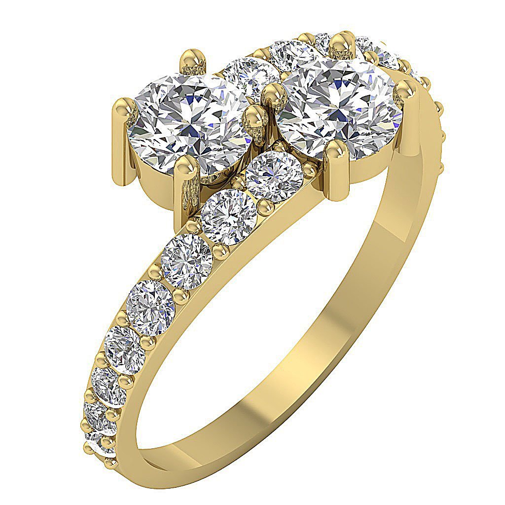 Forever Us Two Stone Wedding Ring Genuine Diamond SI1 G 1.85 Ct Prong Set 14k Solid Gold