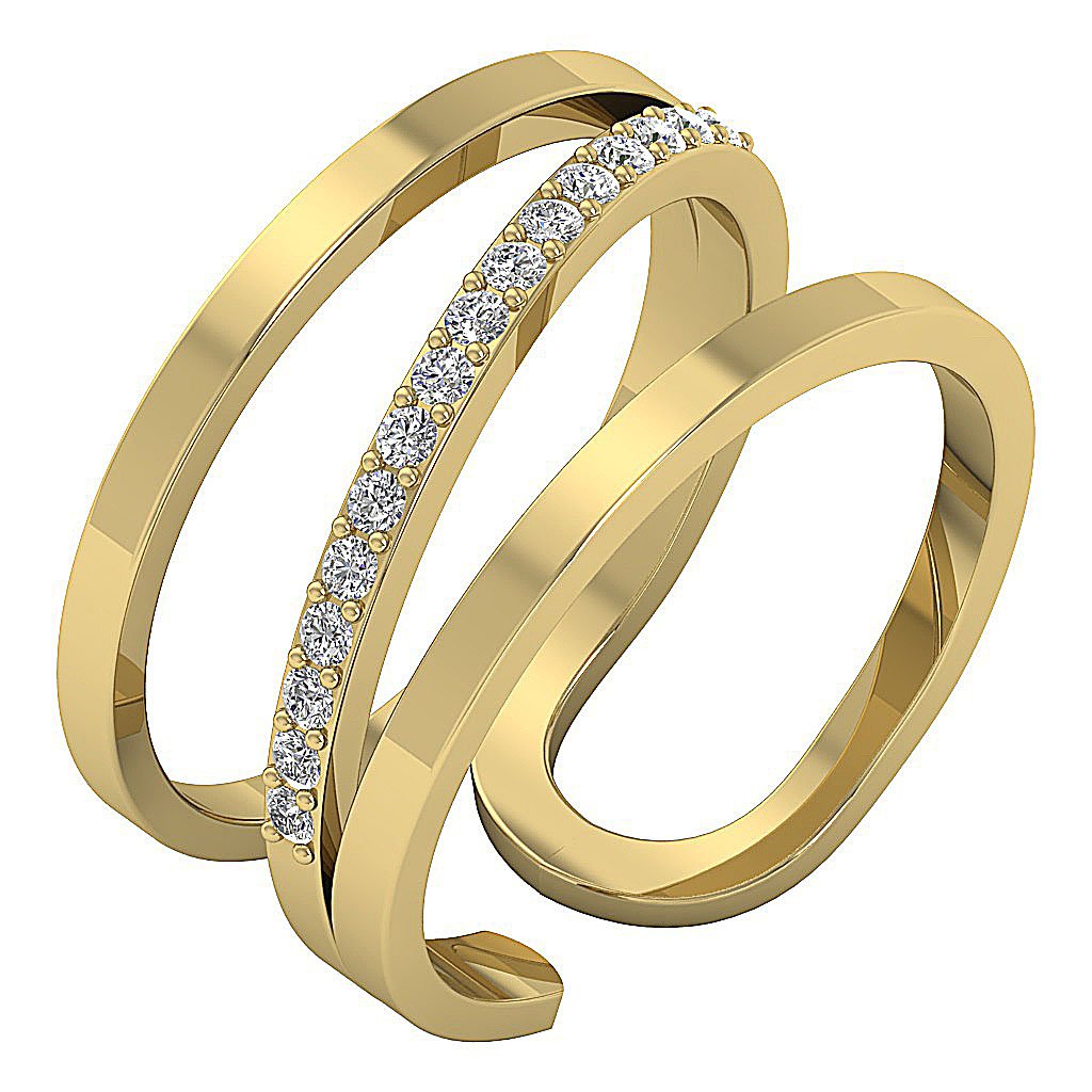 14k Rose Gold Designer Right Hand Wedding Ring Genuine Diamond SI1 G 0.25 Ct Prong Set