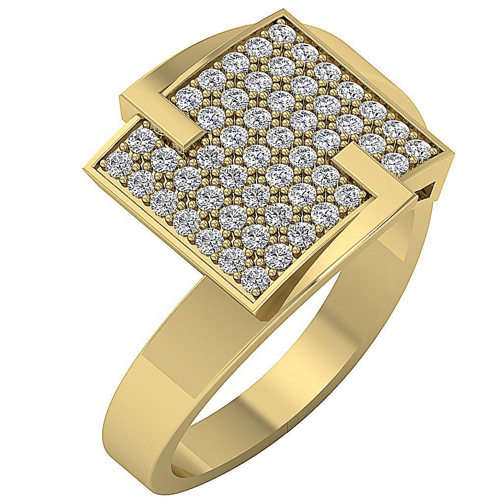 14k White Gold Designer Right Hand Anniversary Ring Round Diamond SI1 G 0.60 Ct Prong Set