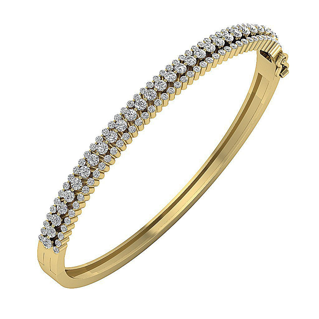Diamond Bangles 14k/18k Solid Gold Round Diamonds VVS1/VS1/SI1/I1 2.00Ct