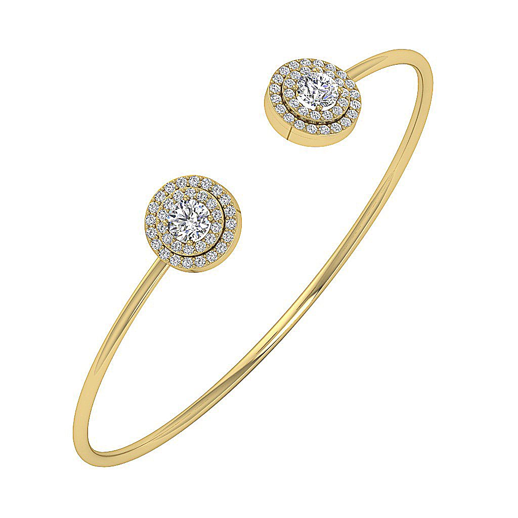 Diamond Bangles 14k/18K White Yellow Rose Gold VS1/SI1/I1 1.60Ct Natural Diamonds