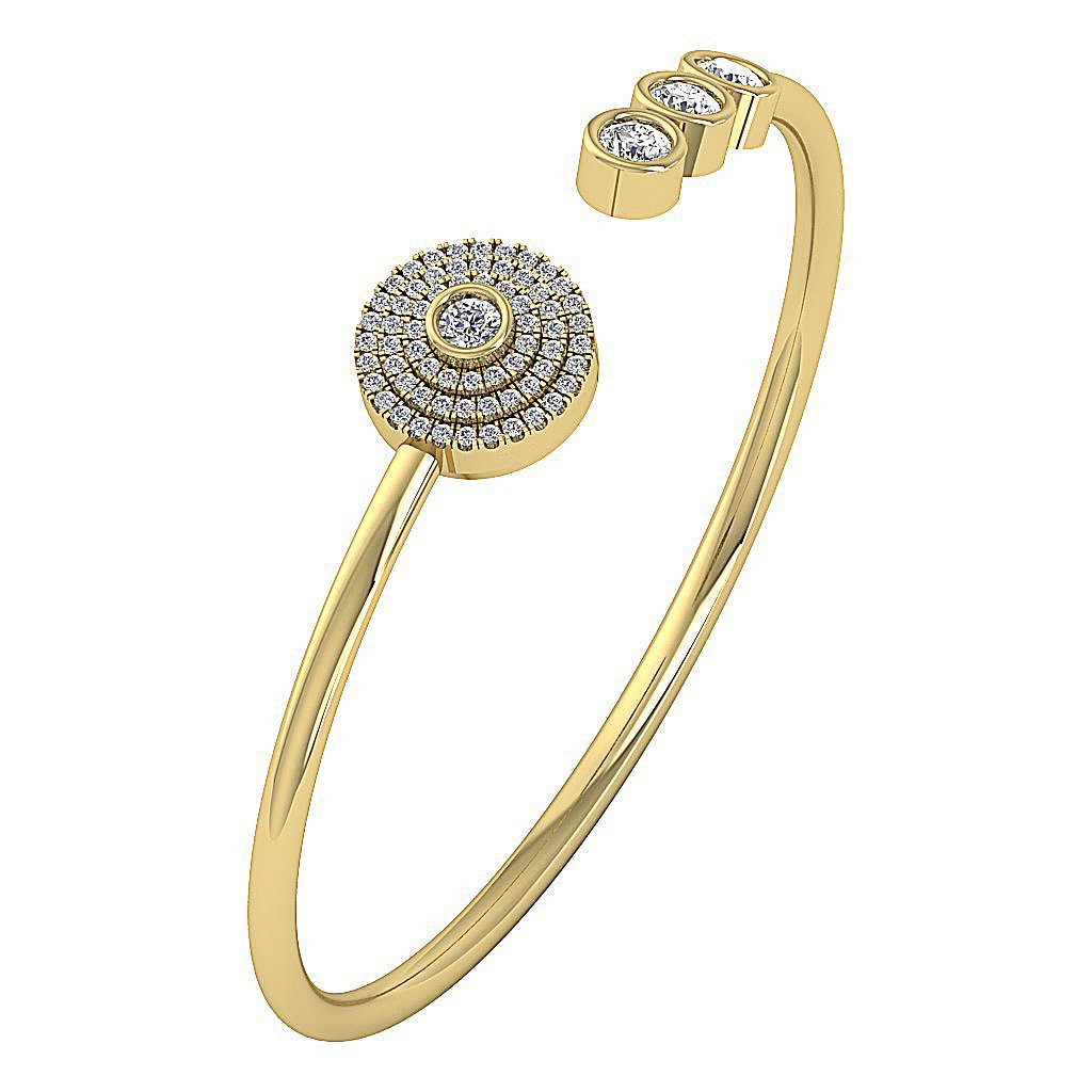 Diamond Bangles Round Diamonds 14k/18k Solid Gold SI1/I1 G 1.90Ct Prong & Bezel Set