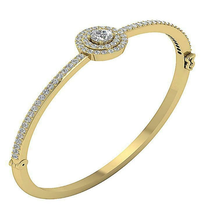 Diamond Bangles 14k/18k White Yellow Rose Gold SI1/I1 G 2.25Ct Natural Diamonds