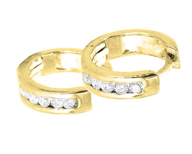 18k/14k Rose Gold Tiny Hoop Anniversary Earrings Round Diamond VVS1/VS1/SI1/I1 0.20 Ct Channel Set