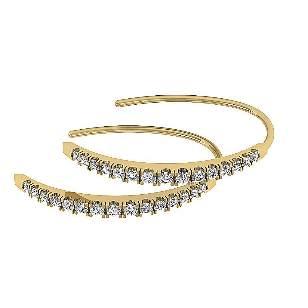 Dangle Wedding Earrings Genuine Diamond SI1/I1 G 0.40 Ct 18k/14k Solid Gold Prong Set