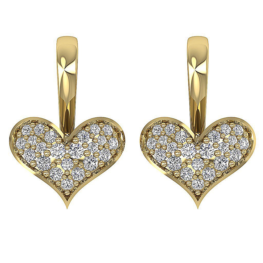 Dangle Heart Anniversary Earrings Round Diamond VVS1/VS1/SI1/I1 G 0.50 Ct 18k/14k Solid Gold