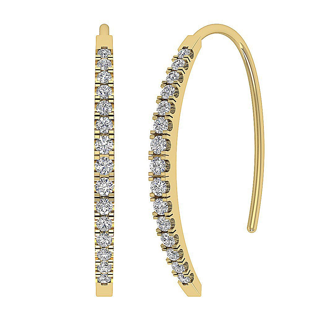 Dangle Wedding Earrings Genuine Diamond SI1/I1 G 0.40 Ct 18k/14k Solid Gold Prong Set