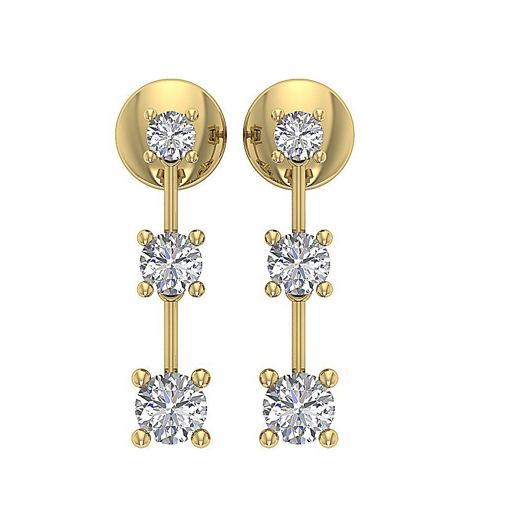 SI1/I1 G 0.55 Ct Dangle Engagement Earrings Natural Diamonds 18k/14k Yellow Gold Prong set
