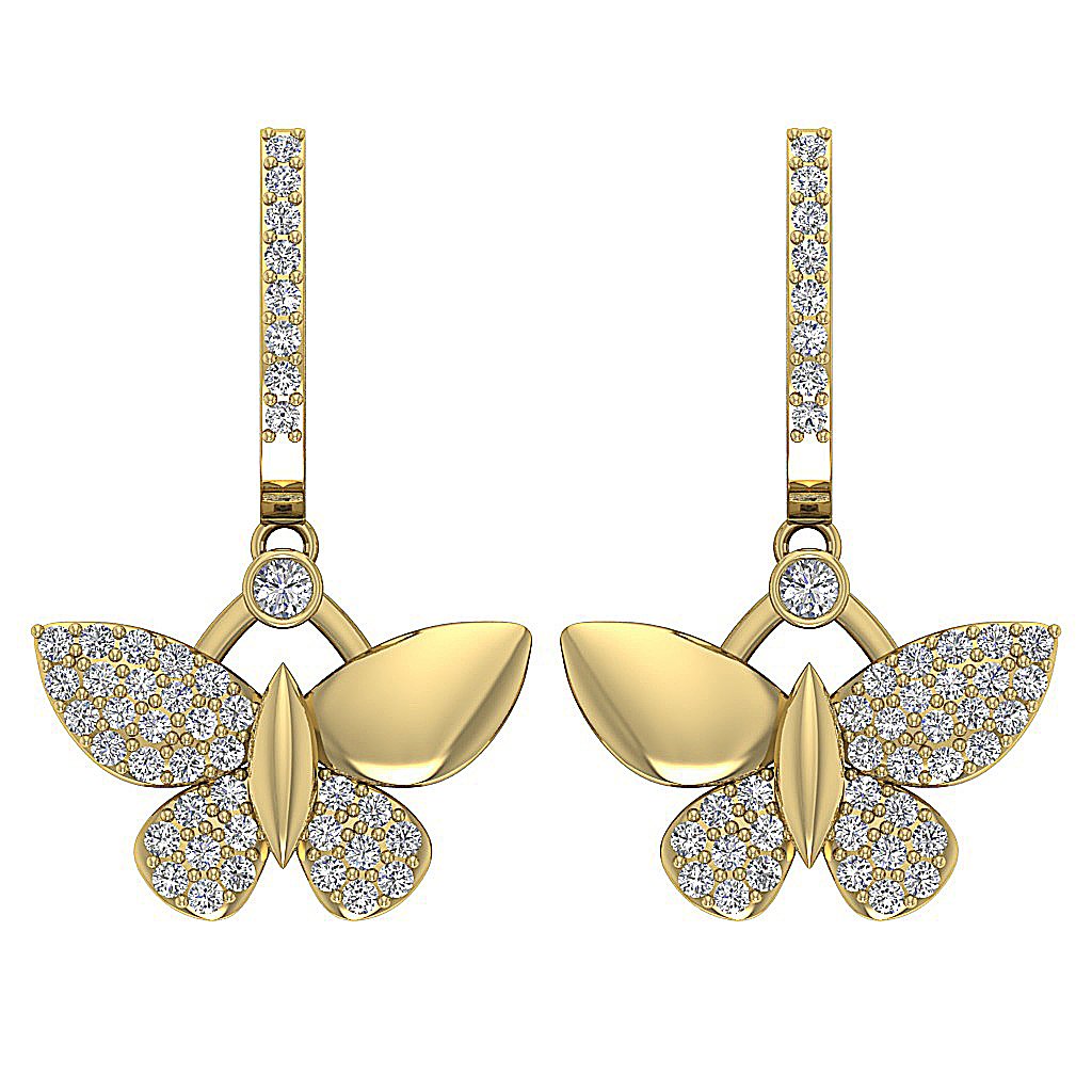 Prong Set Dangle Anniversary Earrings Round Diamond SI1/I1 G 0.60 Ct 18k/14k White Yellow Rose Gold