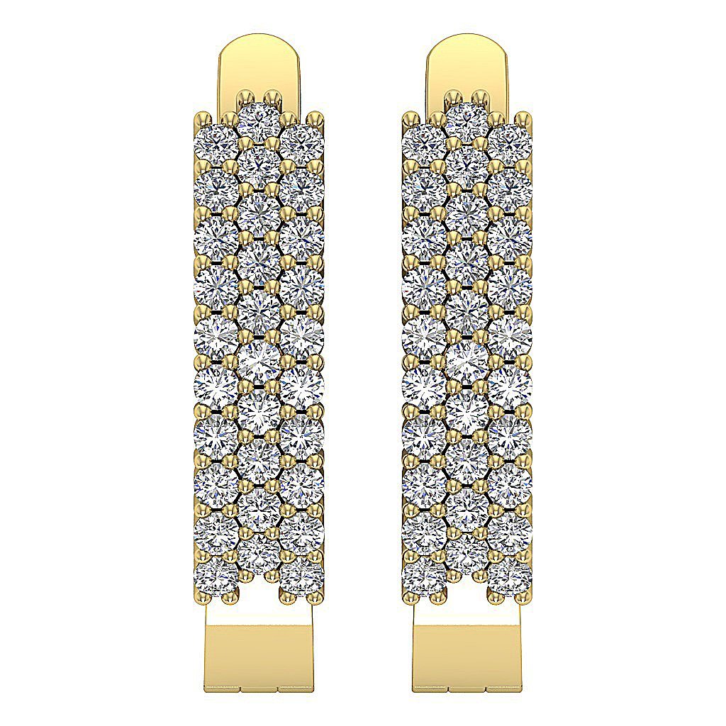 Round Diamond Medium Hoop Anniversary Earrings SI1/I1 G 0.60 Ct 18k/14k White Gold Prong Set