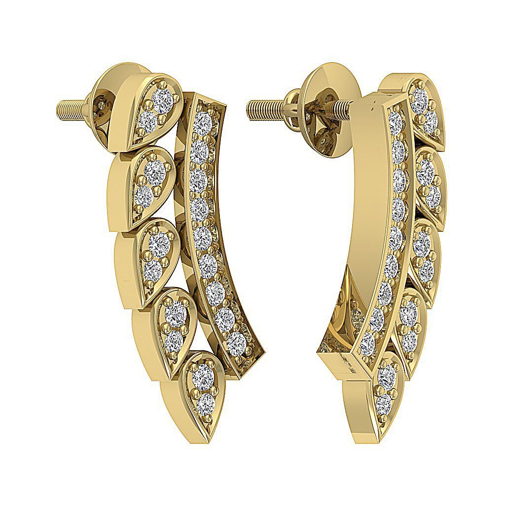 Prong Set Fashion Anniversary Earrings Round Diamond SI1/I1 G 0.45 Ct 18k/14k White Yellow Rose Gold