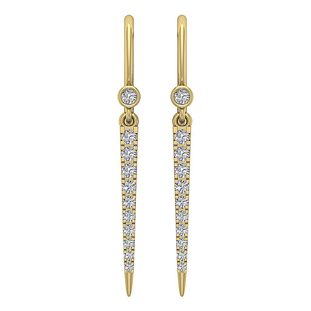 18k/14k Rose Gold Dangle Wedding Earrings Genuine Diamond SI1/I1 G 0.30Ct Prong Bezel Set