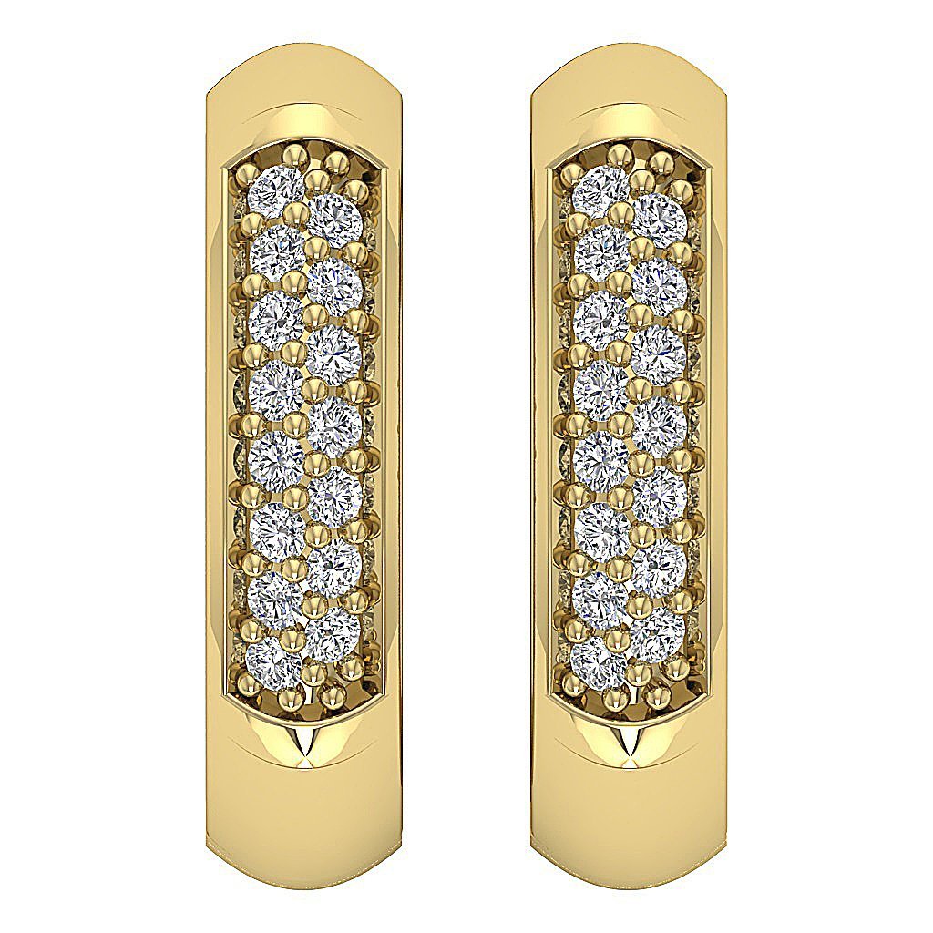 Round Diamond Small Gold Hoops Anniversary Earrings SI1/I1 G 0.15 Ct 18k/14k White Gold Prong Set