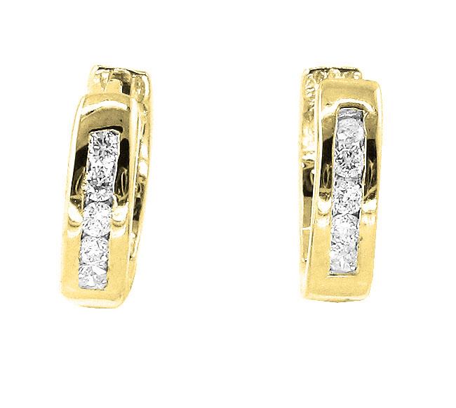 18k/14k Rose Gold Tiny Hoop Anniversary Earrings Round Diamond VVS1/VS1/SI1/I1 0.20 Ct Channel Set
