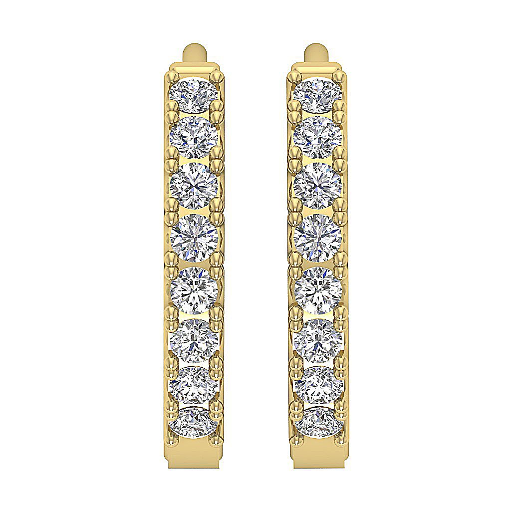 14kYellowGoldNaturalDiamondInsideOutsideHoopsEarring