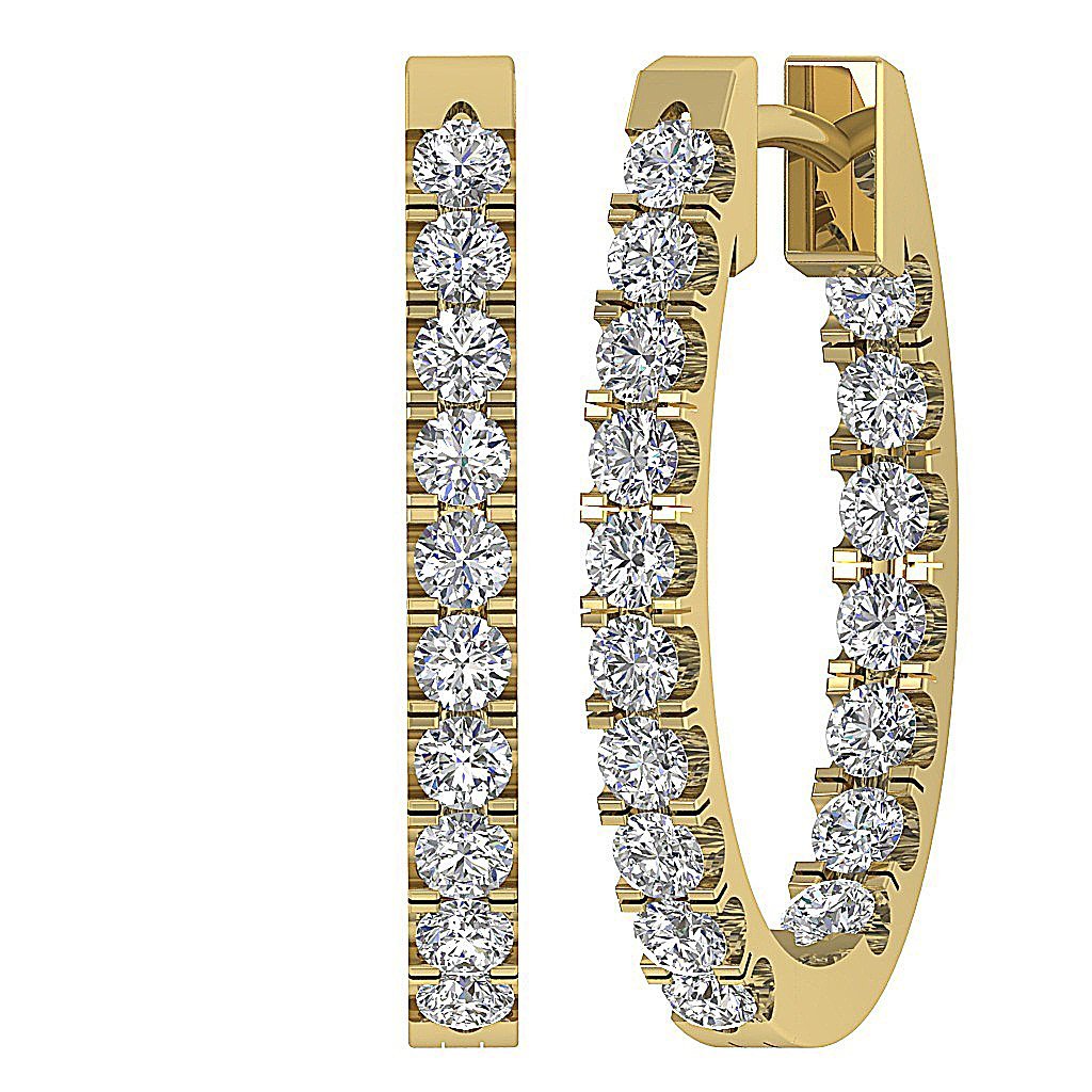 14k Yellow Gold Genuine Cut Diamond Hoops Earring