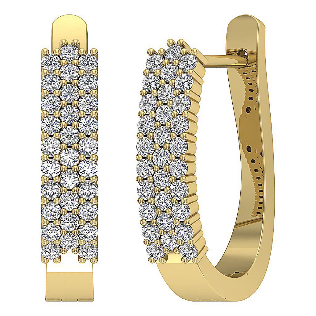 Round Diamond Medium Hoop Anniversary Earrings SI1/I1 G 0.60 Ct 18k/14k White Gold Prong Set