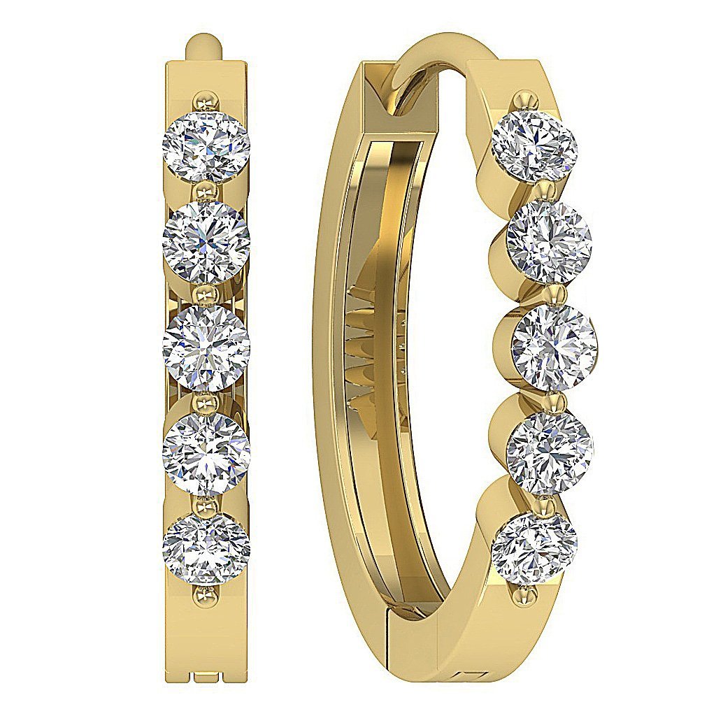 14k Gold Natural Diamond Hoops Earring