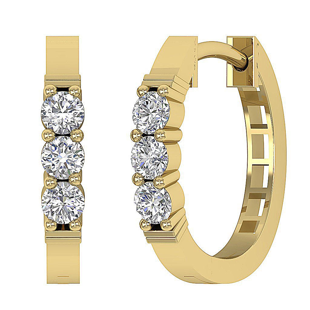 14kYellowGoldGenuineDiamondHoopsEarring