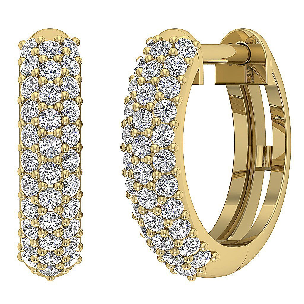 14kYellowGoldNaturalDiamondHoopsWeddingEarring