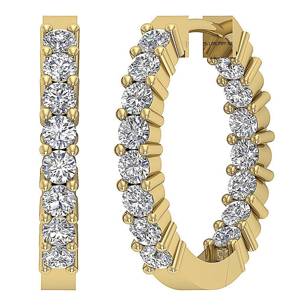 14kYellowGoldGenuineDiamondHoopsEarring