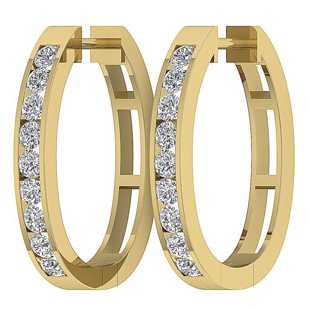 14kYellowGoldGenuineDiamondHoopsEarring