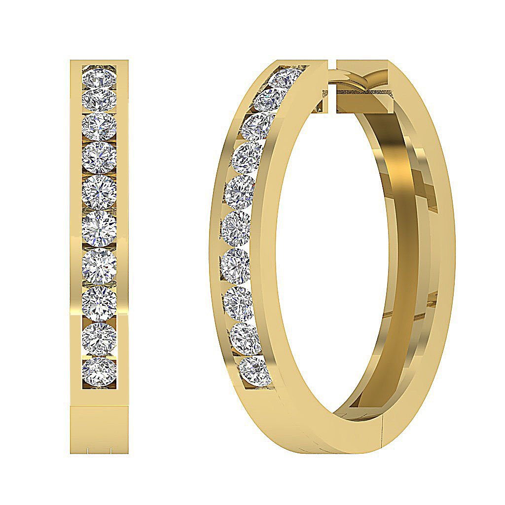 14kYellowGoldGenuineDiamondHoopsEarring