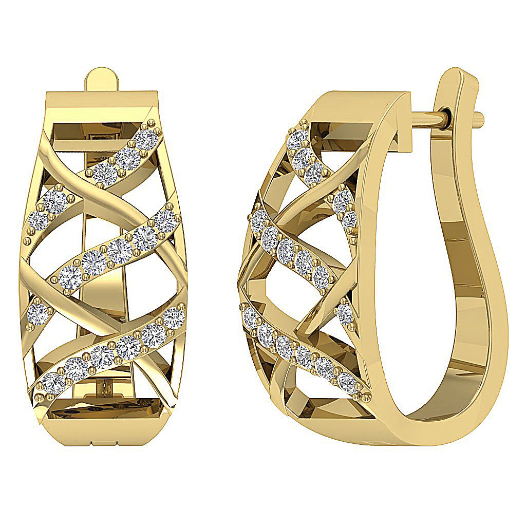 14kYellowGoldNaturalDiamondMediumHoopsEarring