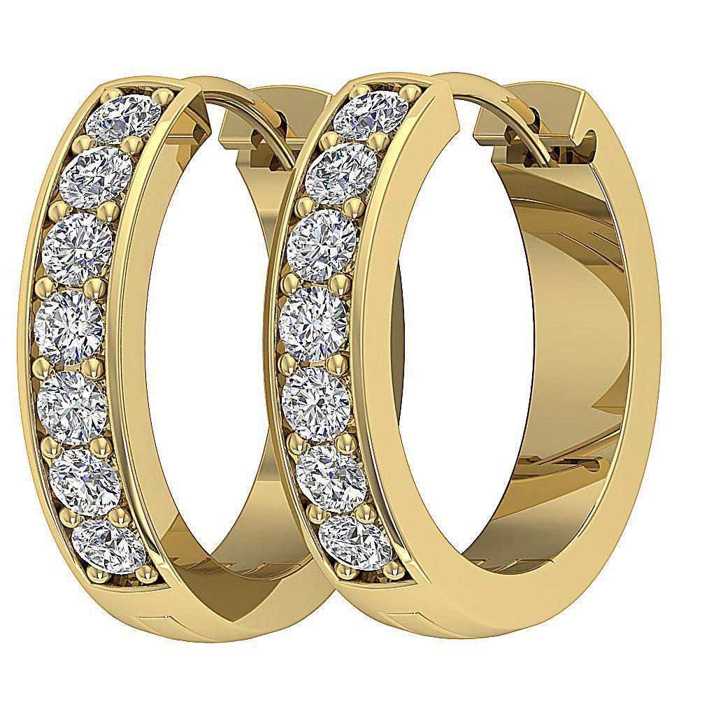 14kYellowGoldNaturalDiamondHoopsEngagementEarring