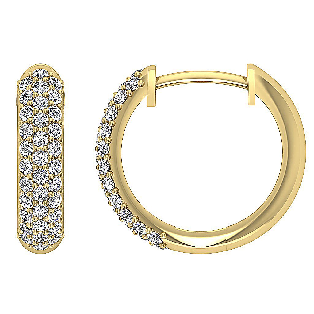 Prong Set Inside Outside Hoop Wedding Earrings Genuine Diamond SI1/I1 G 1.00 Ct 18k/14k White Yellow Rose Gold